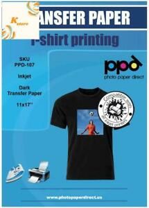 PPD Inkjet Premium Iron-On Dark T Shirt Transfers Paper 11x17&#034; Pack of 50 Sheets