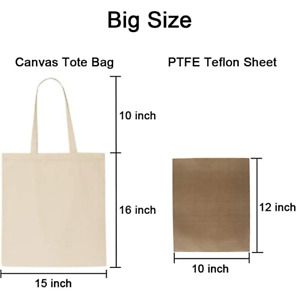 10 Blank Canvas Tote Bags Bulk Shopping Bag for Crafts w/ 1 PTFE Teflon sheet
