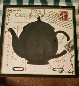 Shabby Chic Teapot Note Memo Board Chalkboard With Tea Pot Carte Postale w/Pegs