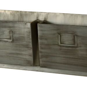 Saltoro Sherpi Industrial Style Metal Mailbox With Two Horizontal Slots, Gray