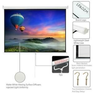 Leadzm 100in HD Pull Down Manual Projector Screen - White