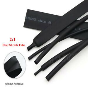 Black Heat Shrink Tubing 2:1 Electrical Sleeve Cable Wire Heatshrink Tube Wraps