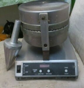 CoBatCo MD-10SS Industrial Waffle Iron Cone Baker with Cone Roller working