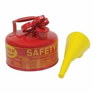 New Stens 765-180 Type 1 Red Metal Safety GasFuel Can Eagle 1 Gallon with Funnel