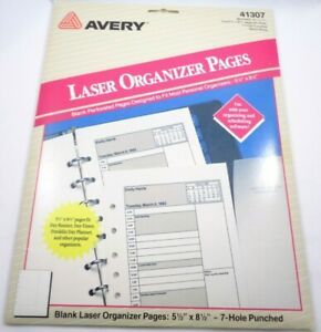 AVERY 41307 Organizer Pages 7-Hole Planner Refill 5 1/2 x 8 1/2 Day Runner Timer