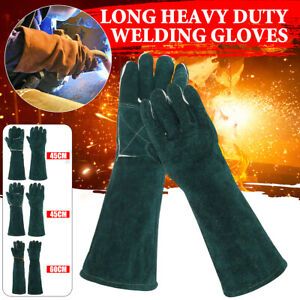 Pair Welding Gloves Heat Resistant Welder Heavy Duty Protective Gauntlet