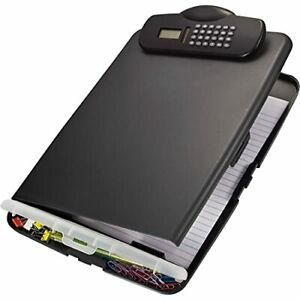 Officemate Slim Clipboard Box with Calculator Charcoal 83306