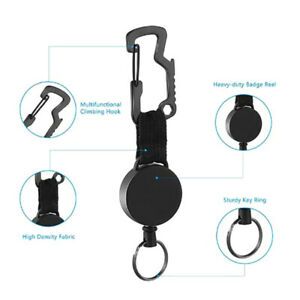 Retractable Keychain Heavy Duty Badge Holder Reel with Multitool Carabiner Cl SC