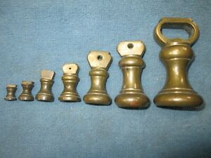 Vintage 7 Piece Brass Calibration Weight Set - Ounces 1/4, 1/2, 1, 2, 4, 8, &amp; 1#
