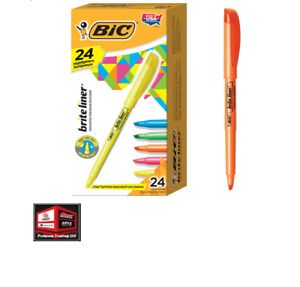 New, BIC Brite Liner Highlighter, Chisel Tip, Assorted Colors, 48-Count