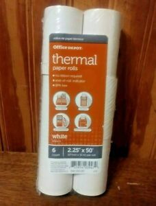 Office Depot THERMAL PAPER ROLLS 2.25&#034; x 50&#039; White Pack of 6  NEW SEALED