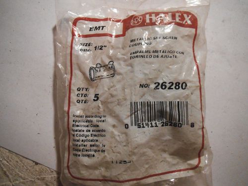Halex 1/2&#034; emt metallic set screw coupling 26280 (bag of 5)- new for sale