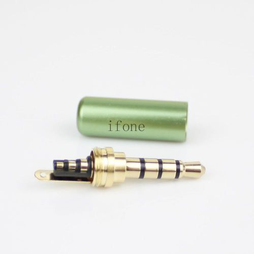 New 3.5mm 4 Pole Male Repair headphone Jack Plug Metal Audio Soldering green
