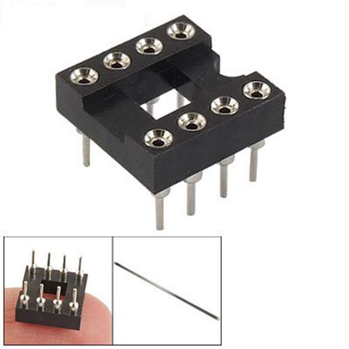 60 Pcs Plastic Metal Black 8 Round Pin 2.54mm Pitch DIP Ic Adaptor Sockets gift