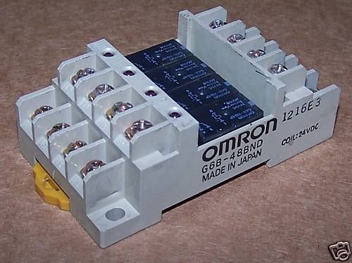 Omron terminal block relay unit, g6b-47bnd w/ 4 - g6b-1174p, 24vdc, used for sale