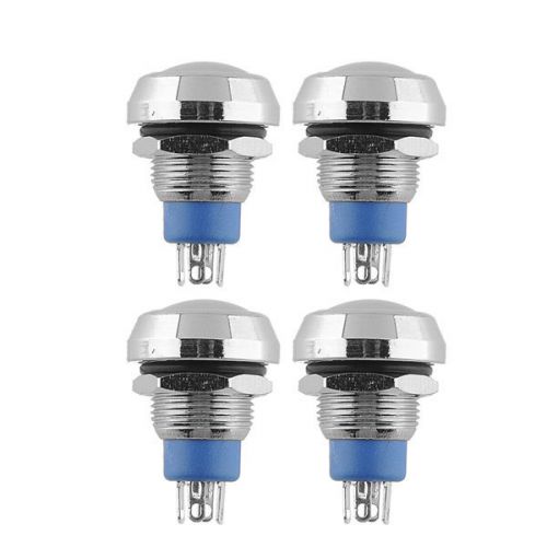 New 4pcs 2A/36V DC ON OFF Momentary Metal Push Button 12mm  Resetable 1NO