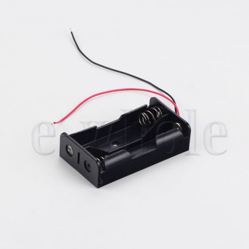 Plastic Battery Storage Case Box Holder for 2 x 18650 Black with Wire Leads HM