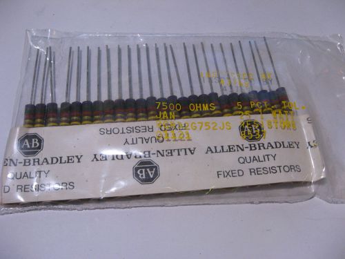 Pkg 25 Allen-Bradley Resistor 7.5K Ohm 1W 5% RCR32G752JS Carbon Composition