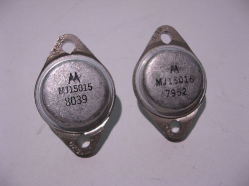 Qty 1 Pairs of Motorola MJ15015 and MJ15016 Power Transistors Silicon Si - NOS