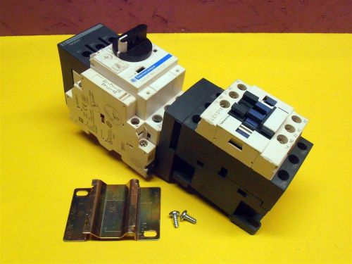 Telemecanique Motor Controller GV2-P 14H7/6-10A, AC Contactor LC1D18 &amp; Din Rail