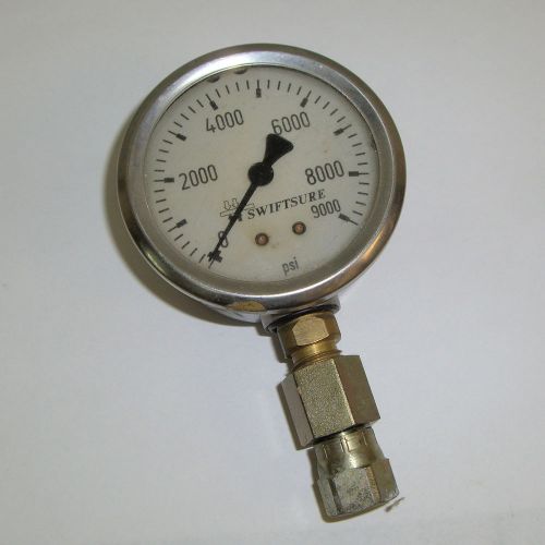 Vintage 0-9000 p.s.i. swiftsure gauge ( 2 5/8&#034; outer diameter ) for sale