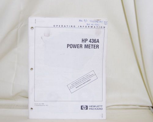 Hewlett Packard 436A Power Meter Operator Information Manual