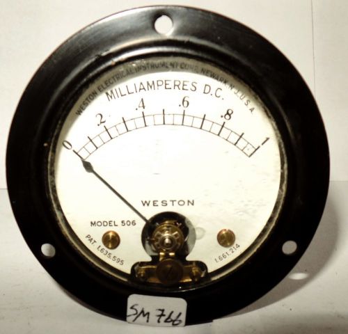 Vintage Weston DC Round Panel Current Meter Ammeter Milliamperes 0-1 Ma Bias