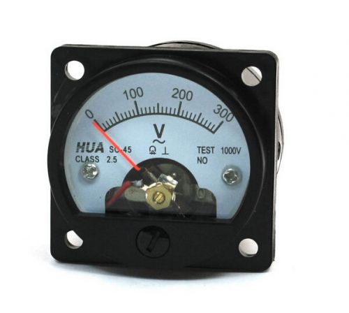 AC 0-300V Round Analog Dial Panel Meter Voltmeter Gauge Black