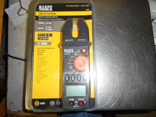 Klein Tools CL3000 200A AC Fork Meter - NEW with Case **Free Shipping**