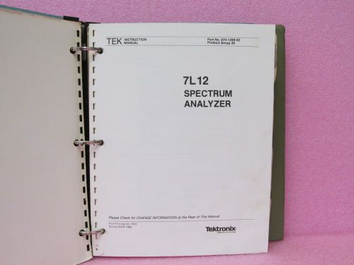Tektronix Manual 7L12 Spectrum Analyzer Instruction Manual w/schematics (3/86)