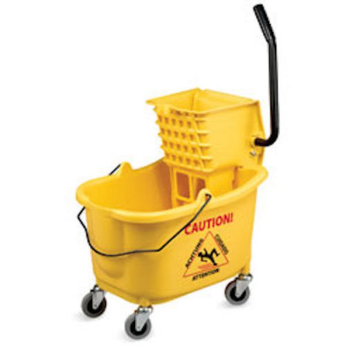 Buckets yellow 35 qt. dual-cavity press-down mop system for sale