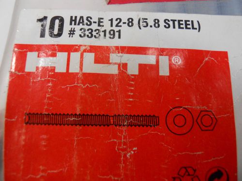 Ten hilti 10 has-e 12-8 threaded anchor rods (5.8 steel) #333191 nuts &amp; washers for sale