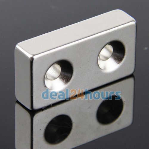 One Big Strong Neodymium Block Magnet 50 x 20 x 5 mm Countersunk 2 Holes 5mm N35