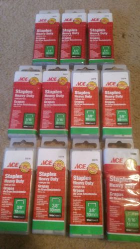 11000 ace heavy duty staples 1/4&#034; (6 mm) 5/16&#034; (8 mm) 3/8&#034; (10 mm) 9/16&#034; (14 mm) for sale