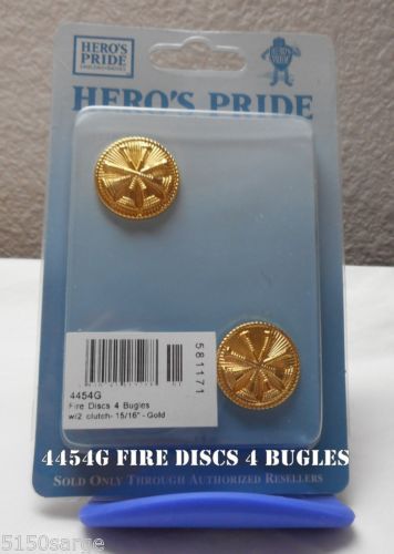 Fire disc 4 bugles crossed gold finish 15/16&#034;.  hero&#039;s pride model 4454g for sale