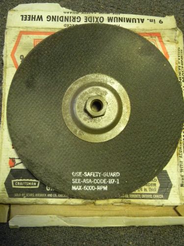 Vintage Craftsman Sears 9&#039;&#039; Aluminum Oxide Grinding Wheel 1158, 1/4&#039;&#039; Thick