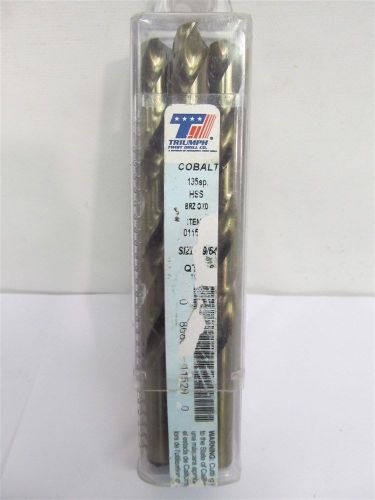 Triumph twist drill 011529, t1c, 29/64&#034;, cobalt, jobber length drill bit - 6 ea for sale