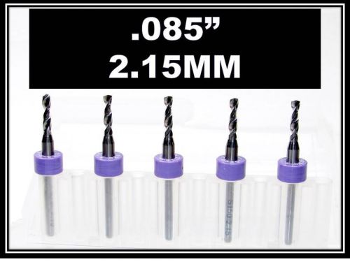 .085&#034; - 2.15mm - 1/8&#034; Shank  Carbide Drill Bits  FIVE Pcs CNC Dremel Model Hobby