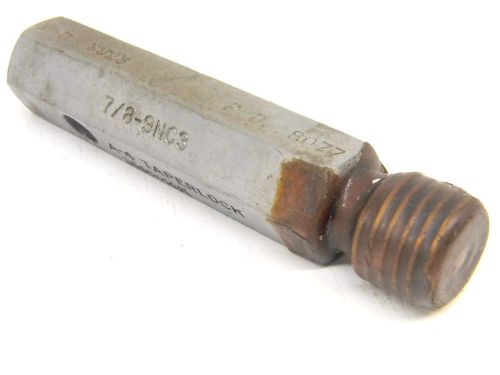 Used hanson whitney 7/8&#034; x 9 nc-3 thread plug gage (no go pd: .8077) taperlock for sale