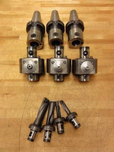 (3) cat40 abs50 tool holders (3) abs50 to abs32 adj boring heads cnc haas drills for sale