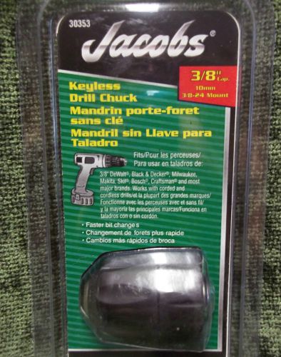Jacobs 3/8&#034; keyless drill chuck 3/8&#034;-24 mount dewalt makita skil #30353 nip for sale