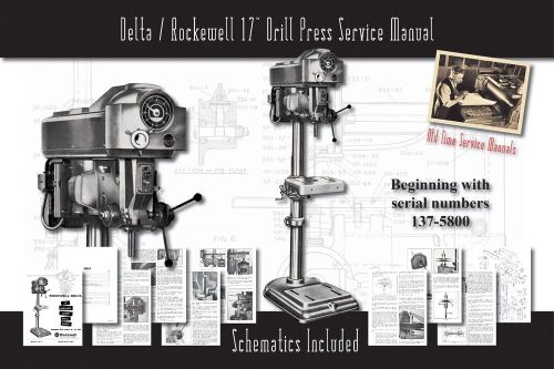 Delta/rockwell 17&#034; drill press owners service manual parts lists schematics etc. for sale