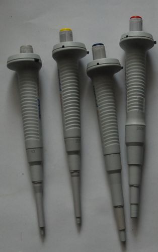 Set of 4 Eppendorf Reference Adjustable Volume Pipette, 10, 200, 1000, 2500 ul