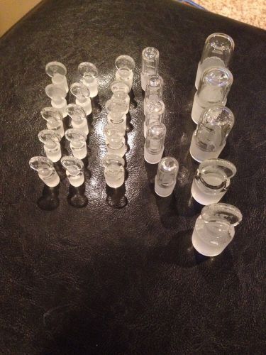 Large Lot Of Pyrex / Kimax Stoppers Size 13 , 16 , 27