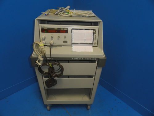 Hp 8040a cardiotocograph w/ 80300a cart us &amp; toco transducer ekg cables &amp;clicker for sale