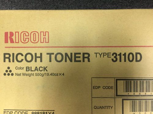 Ricoh Type 3110D toner NEW OEM BLACK 1 case 4 total catridges Unopened