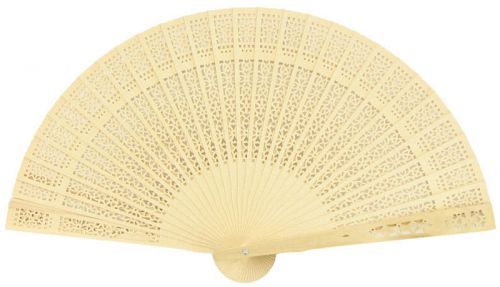 8&#034; folding sandalwood fan w/ white organza bag for sale