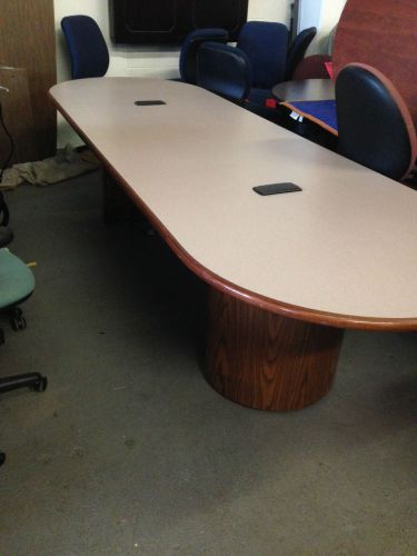 Oval shape conference table w/ electrical grommets 10ft long for sale