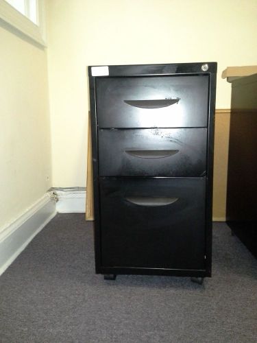 File Cabinet - Black Metal (3 drawer w/key)