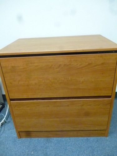 Laminated Wood 2-Drawer Filing Cabinet, Wide Double Drawers, Light Brown (C134)